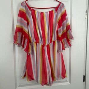 Colorful Striped Off-Shoulder Dress